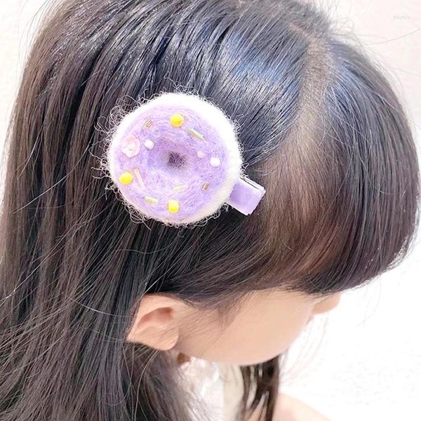 Haarschmuck Wollfilz Clip Koreanischer Stil Niedliche Donut Handgemachte Haarspangen Mädchen Seitenfragmente Haarnadeln