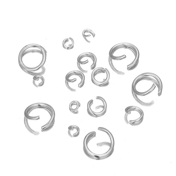 200pcs de aço inoxidável anéis abertos 4mm 5mm 6mm 7mm 8mm de salto de 8mm conectores para DIY Fazendo jóias Acesso ao colar de jóias