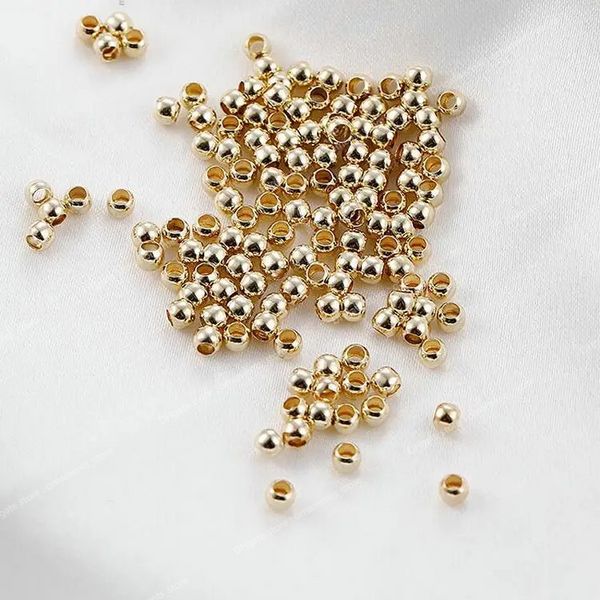 100pcs 14K Gold Farb Crimp Perlen Deckungen Crimp End Perlen Stopper -Abstandshalter Perlen für DIY -Schmuck Erstellen Erkenntnisse Versorgung Schmuck Making -Jewelry -Befunde Komponenten