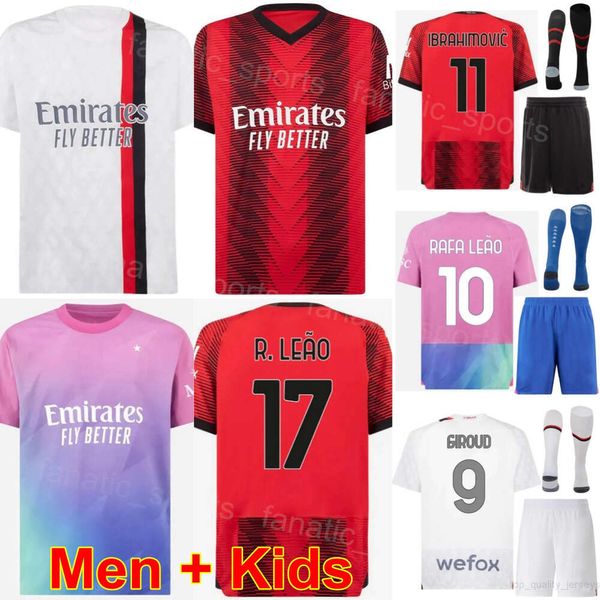 9 Maglie da calcio GIROUD 23 24 Club 10 LEAO 17 OKAFOR TOMORI HERNANDEZ LOFTUS-CHEEK REIJNDERS THIAW CHUKWUEZE CALABRIA PULISIC Maglia da calcio Kit Uomo Gioventù ACMilan