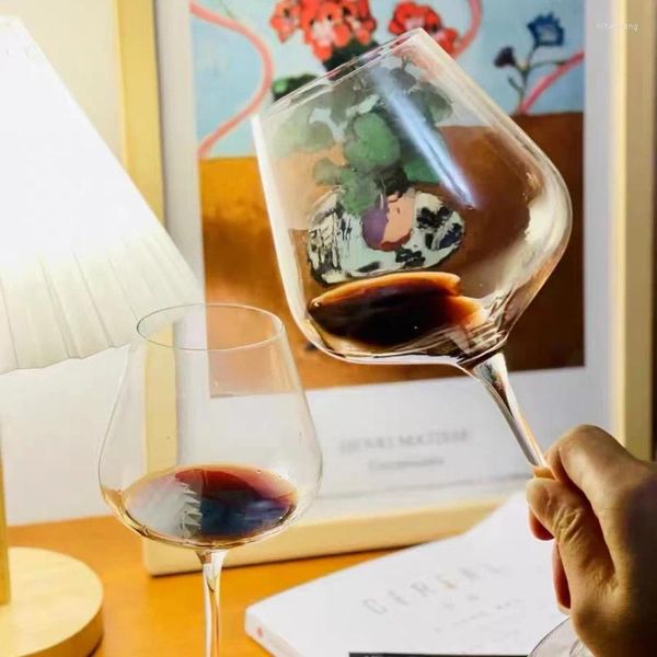 Vidros de vinho Europeu Americano Luxo Estilo 1 PCS Transparente Romântico Champanhe Vidro Vermelho Cálice De Cristal Arte Grande Barriga Degustação Festa Copo