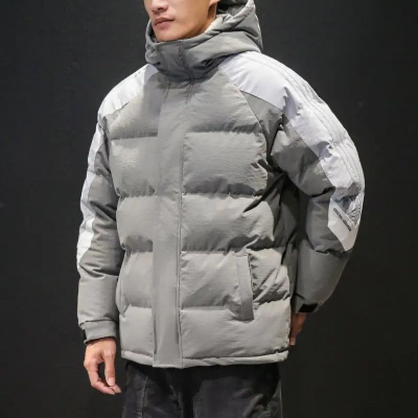 Parkas de plumón para hombre, abrigo de invierno grueso para hombre, abrigo de gran tamaño Harajuku de estilo coreano, chaquetas cálidas para hombre, ropa con cuello levantado de algodón 231030