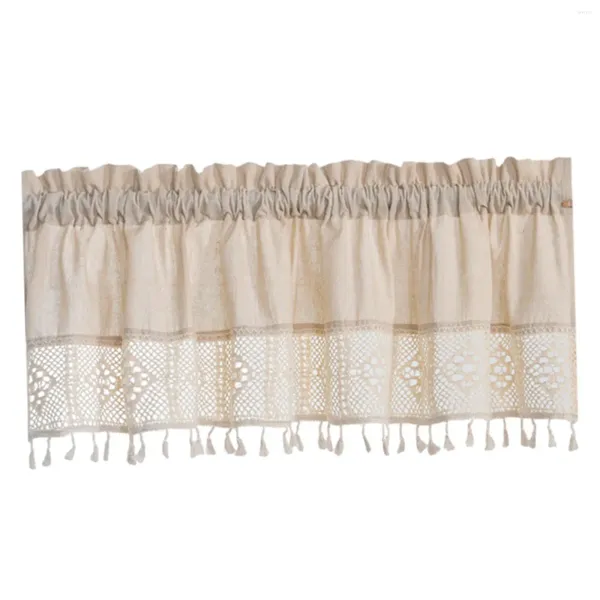 Cortina de fazenda janelas curto retro boho valances haste bolso serapilheira cortinas para casa pequena janela cozinha banheiro café