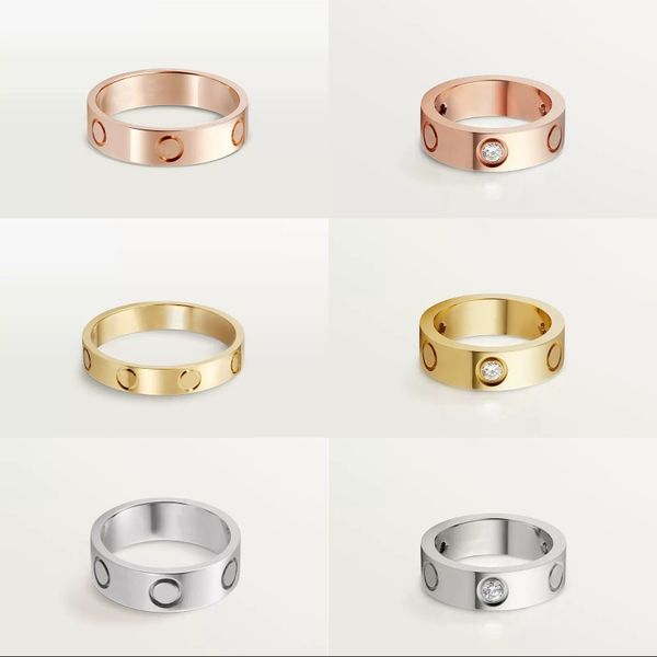 Damenringe, Herren-Diamant-Love-Ring aus plattiertem Silber, Roségold, beliebter Verlobungsring, Bague-Ring aus Titanstahl, Luxusring für Damen, schlicht, zb010