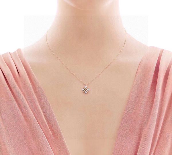 Ожерелье с четырьмя бриллиантами, позолоченное, простое, классическое, дизайнерское ожерелье Tiffaies