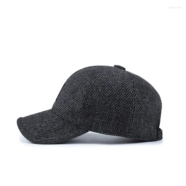 Бейсбольные кепки, мужские ветрозащитные шерстяные бейсболки с козырьком и складной ушной кепкой, вязаная повседневная зимняя утепленная кепка, сохраняющая тепло