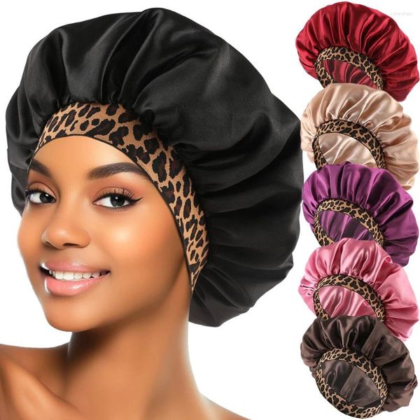 Boinas Elastic Band Cetim Bonnet Cap para Noite Dormir Banho Grande Sono Sedoso Com Premium