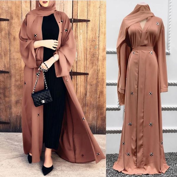 Roupas étnicas Aberto Abaya Marroquino Caftan Cinto Mulher Muçulmana Vestido Dubai Designer de Luxo 2023 Última Alta Classe Cetim Turquia Árabe Sari