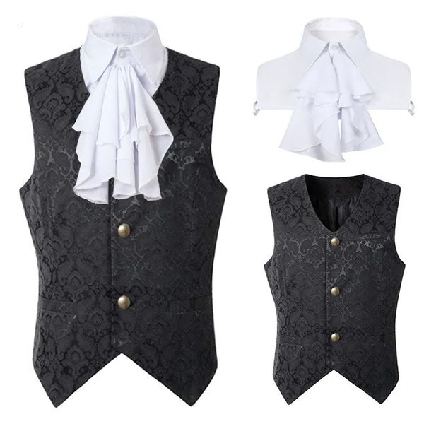 Gilet da uomo Gilet nero da uomo Cappotto rinascimentale Steampunk Gilet jacquard gotico monopetto Abito formale da lavoro per abito 231031