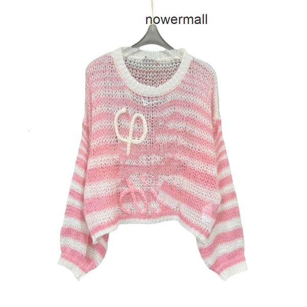 E novo lowewe Early lowe Jacquard Loewees Mohair Sweater loeewe Outono Designer 3D Hoodie Azul Original Branco Listrado Qualidade Oco Suéter Mohair Womens Kn LGBO