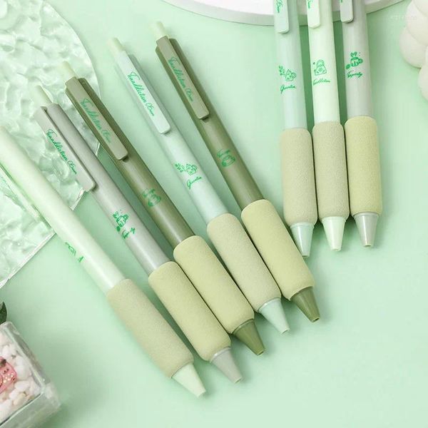 Penne gel Stampa verde Spugna ad asciugatura rapida Proteggi il dito Strumento di scrittura nero Materiale scolastico per ufficio Stile foresta