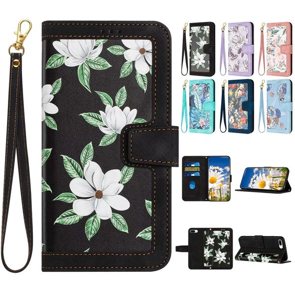 Flower Laddy Leder Portemonnaie Handyhülle für iPhone 15 14 13 12 11 pro max xr xs 6 7 8 Plus iphone15 Rückseite Mädchen Handyhülle