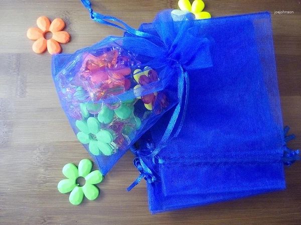 Bolsas de jóias 2000pcs 7/9cm Royal Blue Organza Gift Bag Embalagem Display Bags Bolsa de cordão para pulseiras/colar Mini fio