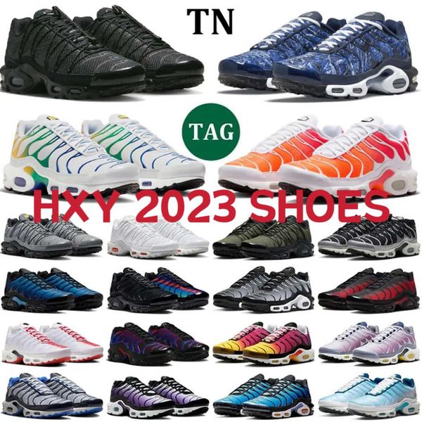 2023 New TN Plus Men Women Running Shoes Running Designers TNS Spider Triple Branto Branco Vermelho Preto Metálico Prata Cinza Reflexivo Tênis Esportes