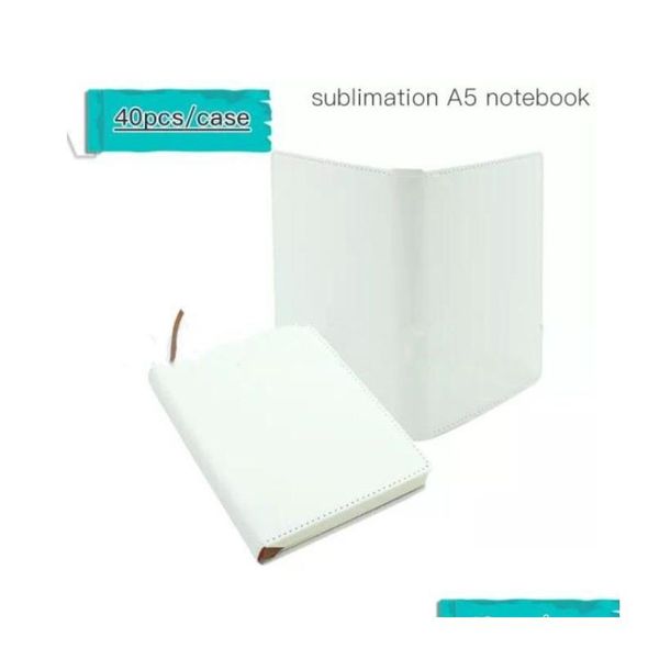 Blocos de notas Atacado Us Warehouse Sublimação Blanks Notepads A5 Branco Journal Notebooks Pu Couro Ered Transferência de Calor Impressão Nota Boo Dhaqn