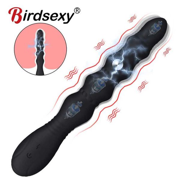 Elektroschock Anal Vibrator für Frauen Anal Perlen Prostata Massage Dual Motor Butt Plug Stimulator USB Ladung Sex Spielzeug Für Männer 221215