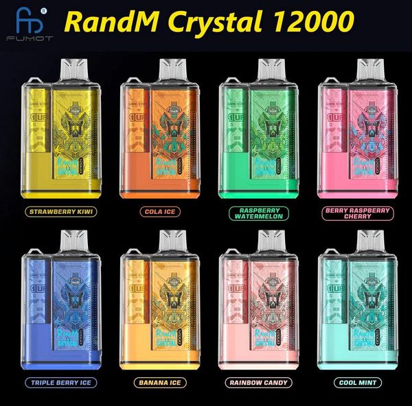 Original Randm Crystal 12000 Puffs Einweg-E-Zigaretten verfügt über 20 ml Vape 0/2/3/5% wiederaufladbar 650 mAh Digital Batterie 16 VS PUFF 12K