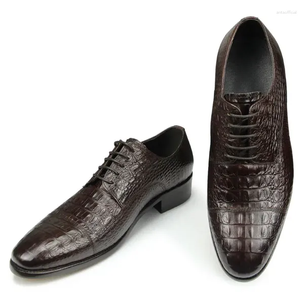 Sapatos de vestido jacaré elegante couro homens terno oxford sapato genuíno artesanal moda diária escritório derby tamanho personalizado