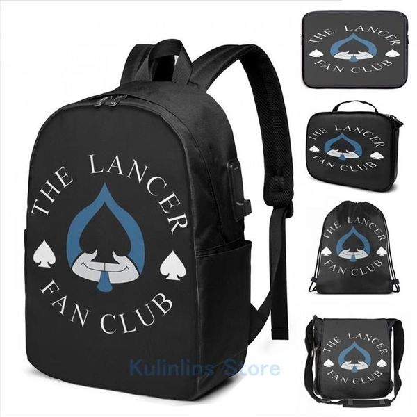 Рюкзак с забавным графическим принтом DeltaRune The Lancer Fan Club, мужская школьная сумка с зарядкой через USB, женская сумка, дорожная сумка для ноутбука255R