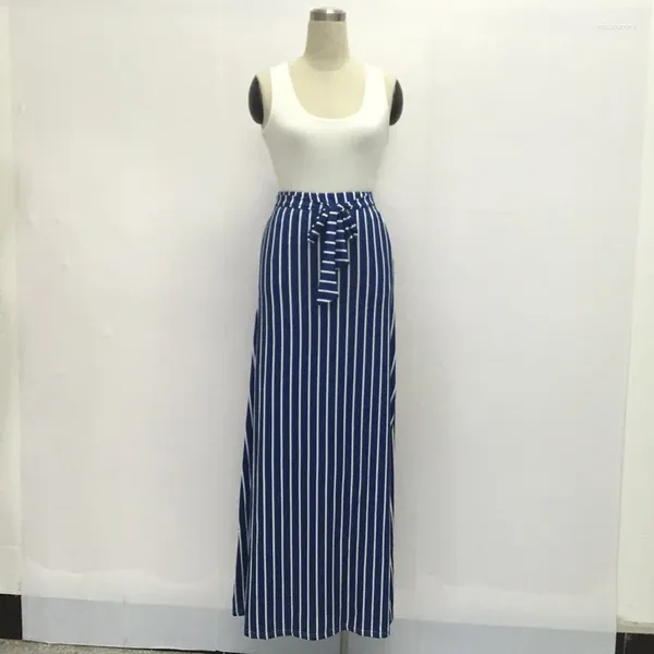 Vestidos de trabalho 2023 primavera verão casual 2 peça conjunto colete branco topo completo cintura alta gravata grande bainha listrado saia vintage terno