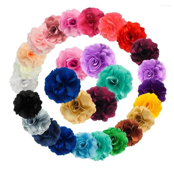 Haarschmuck 300 Teile/los 3 Zoll Große Chic Satin Stoff Puff Blume DIY Hochzeit Bouquet Frauen Mädchen Tuch Großhandelspreis