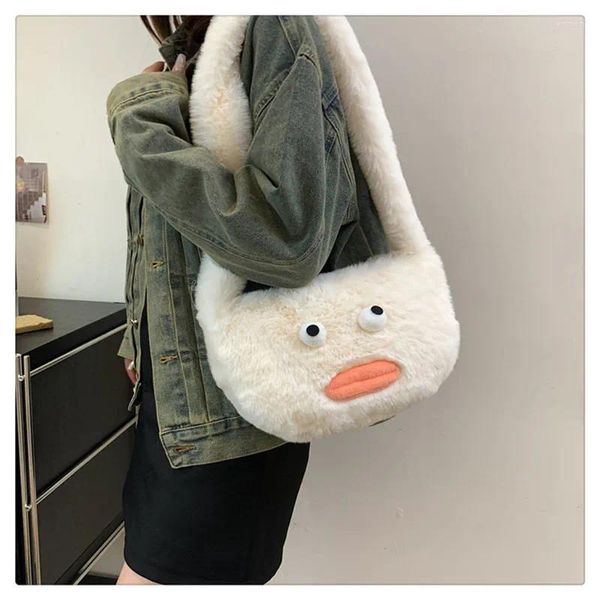 Borse da sera Borsa a tracolla in peluche da donna Ragazza coreana Instagram Divertente cartone animato Spalla moda autunno e inverno