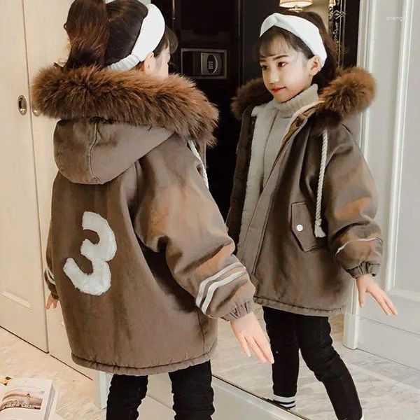 Giacche Parka da ragazza Inverno Stile western Imbottito in cotone Giacca imbottita in cotone ispessito Cappotto da donna di media lunghezza per bambini