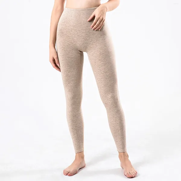 Calças ativas femininas leggings de yoga cintura alta roupa interior primavera e outono fino quente algodão lã queda