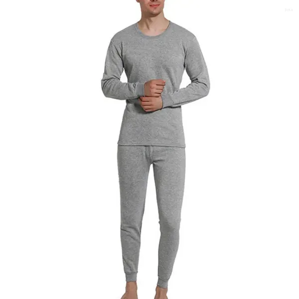 Roupa térmica masculina 2 PCs/Set Men Winter Set Rould Gcond Manga Longa quente espessa de pijamas de pijamas roupas de roupas domésticas