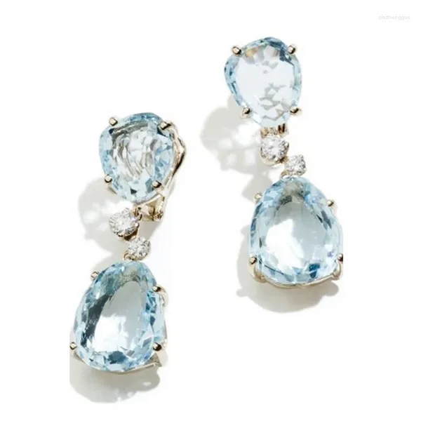 Baumeln Ohrringe Trendy Licht Blau Wasser Tropfen CZ Stein Für Frauen Hochzeit Schmuck Zirkonia Ohrring Brincos B5P002