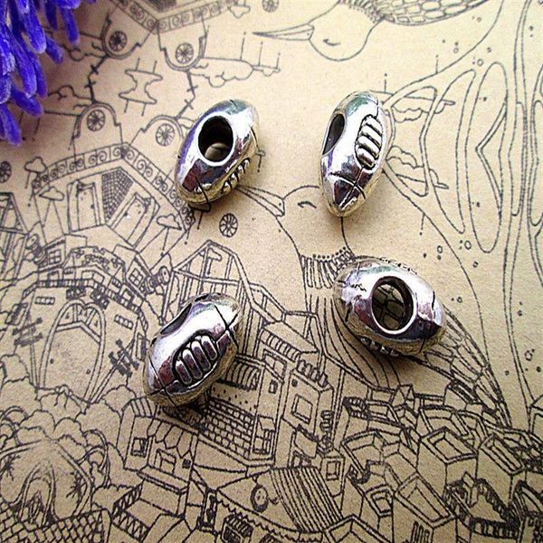 36PCS Calcio Bead Charm Rugby Sport Slider Foro grande Bead Europeo Bead Creazione di gioielli Forniture 14 9 7MM Foro 4 7MM235d