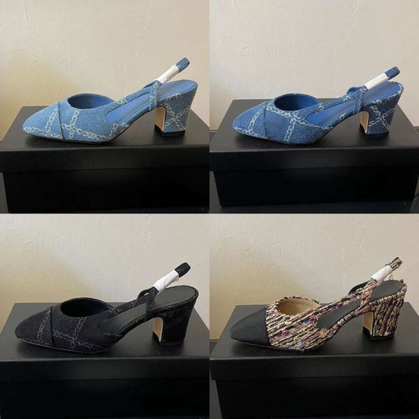 Son denim mavi tasarımcı bale ayakkabıları Slingbacks Sandal Yay Düz Ayakkabı Leydi Deri Pompalar Kutu No488 ile Günlük Sokak Partisi Ofis Ayakkabıları