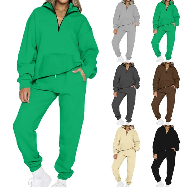 Женские брюки из двух предметов, пуловер на молнии, толстовка с длинными рукавами, женские лыжные комбинезоны, осенняя деловая повседневная одежда для женщин, термобелье