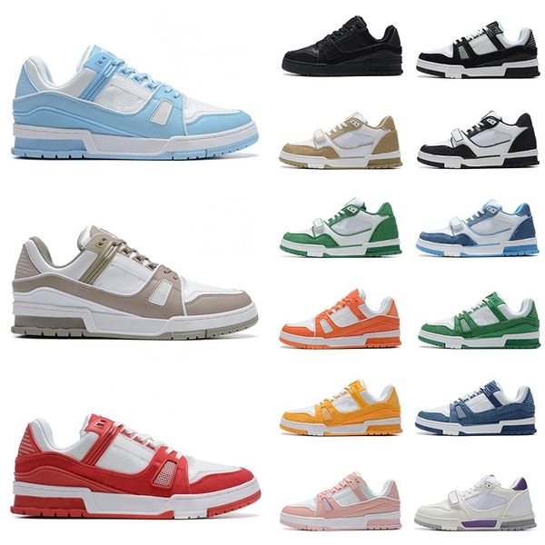 2024 Designer Sneaker Virgil Trainer Scarpe casual Pelle di vitello Pelle Abloh Verde Rosso Denim Bianco Blu Lettera Sovrapposizioni Piattaforma Sneakers basse Big Size 11