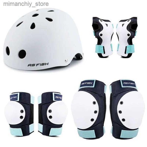 Equipamento de proteção para skate Capacete protetor de patinação para adolescentes adultos ao ar livre ciclismo escalada joelheiras cotoveleiras mão cabeça equipamento de proteção Q231031