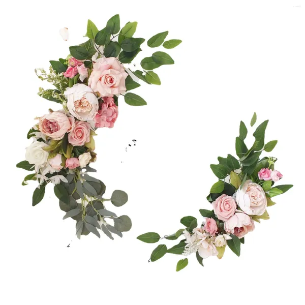 Декоративные цветы, 2 шт., набор искусственных цветов, розовая свадебная арка, фон, настенный декор, подвесной угловой треугольник с цветочным принтом