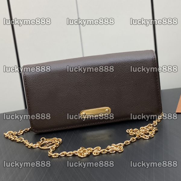 10A Designer-Geldbörse in Spiegelqualität, kleine Geldbörse mit Kette, 20,5 cm, braune Damen-Leinentasche, Luxurys Lily-Handtaschen, Geldbörse mit Klappe, Umhängetasche, Umhängetasche mit Box