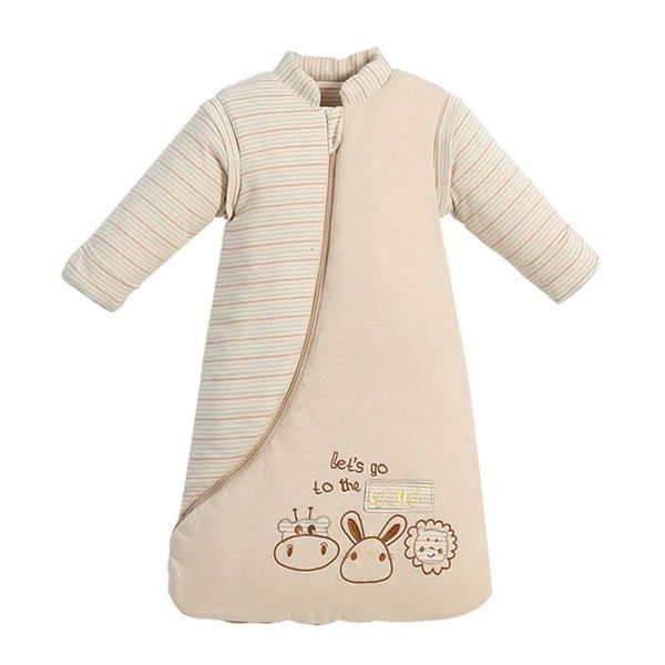 Sacos de dormir Saco de dormir para bebé de otoño e invierno con mangas largas desmontables, manta portátil cálida de algodón súper suave para bebés pequeños 231031