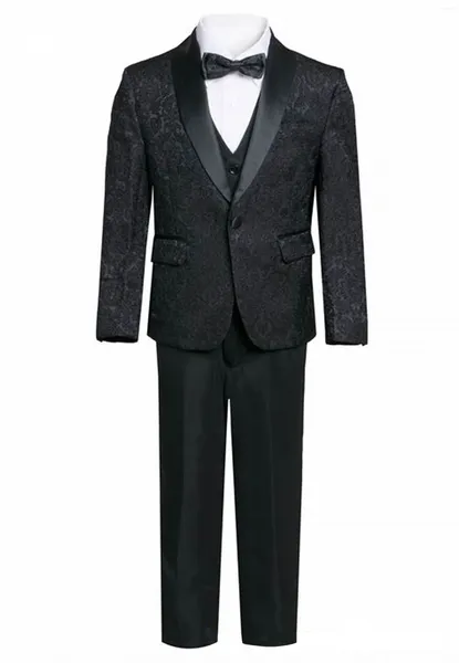 Ternos masculinos jacquard um botão fino ajuste 3 peças terno de negócios colete calças jaqueta