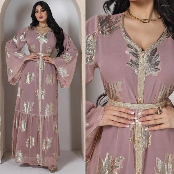 Vestidos casuais yzz abayas para mulheres bronzeado chiffon muçulmano vestido longo médio oriente dubai senhoras robe caftan marocain moda plus size