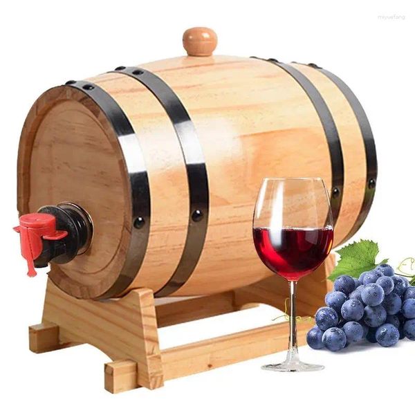 Dispenser per botte di vino in rovere, barile di legno in miniatura da 1 litro, per invecchiamento di whisky, birra bourbon, tequila