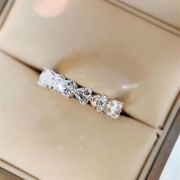 Designer de moda anel de luxo coração anel de diamante completo S925 banhado a prata 18K anel de diamante de ouro casal acessórios de casamento com gif172s