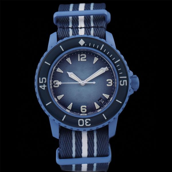 2023 Nuovo cinturino in nylon bioceramico Orologio da uomo con funzione completa Cronografo al quarzo S Orologio Mission 42mm Orologio in nylon Edizione limitata Master Orologio meccanico automatico