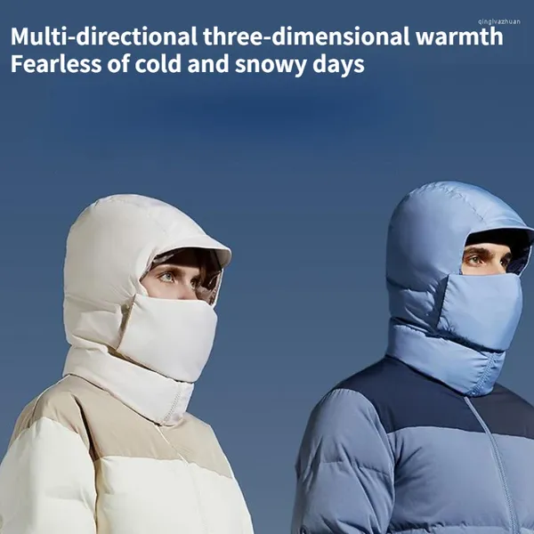 Berretti Autunno Inverno Cappelli bomber per donna Uomo Maschera da sci Antivento Freddo Equitazione Cappello blu nero Protezione per le orecchie calda Cappucci in cotone