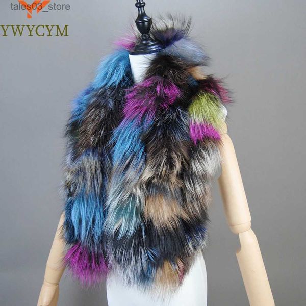 Lenços Venda Quente Mulheres Inverno Quente Natural Fox Fur Lenço Anel Malha Real Lady Moda Neckerchief Bandana Q231030