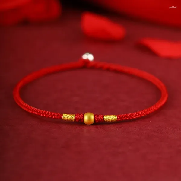 Braccialetti con ciondoli Bracciale in corda rossa intrecciata a mano Bracciale in rame dorato Coppia fibbia in lega Accessorio femminile originale etnico