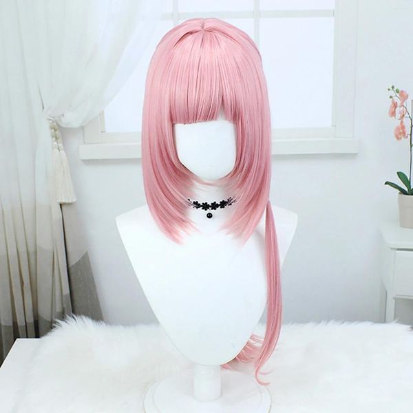 Articoli per feste Honkai Impact 3rd Cosplay Elysia Parrucca per capelli Rosa Simulazione Cuoio capelluto Copricapo Halloween Dress Up Masquerade Anime