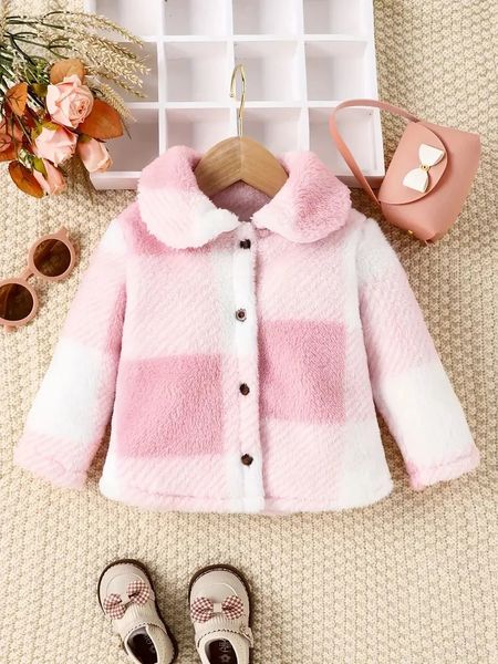 Pagliaccetti Autunno Ragazza Vestito Rosa Artico Cappotto Soffice Giacca Invernale Casual Abbigliamento per Bambini Top Caldo Carino 231031