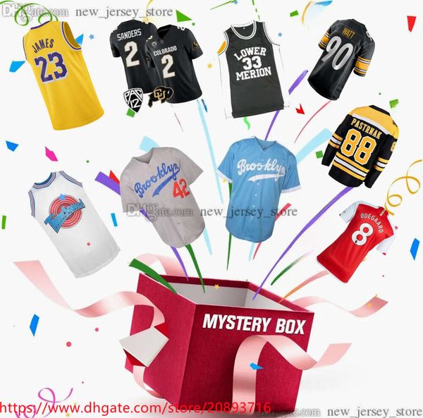 Caixa misteriosa camisas caixas misteriosas camisa esportiva presentes para qualquer camisa basquete futebol hóquei futebol NCAA enviado aleatoriamente uniforme de camisa