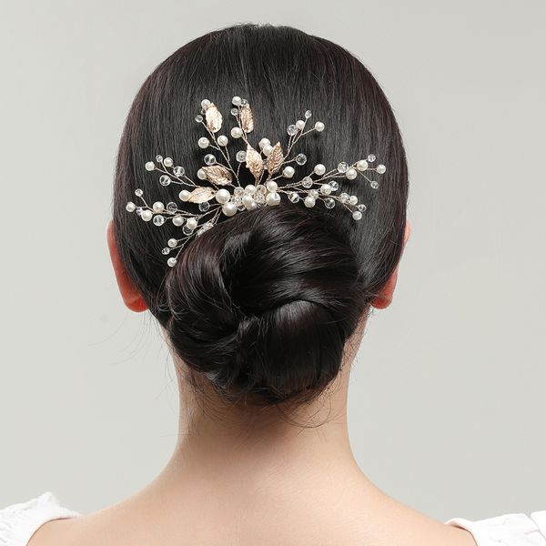 Роскошные свадебные головные уборы, расческа, Золотая свадебная заколка для волос, аксессуары с жемчугом и головные уборы для невест